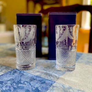 EDINBURGH CRYSTAL 2 Highball glasses in the beautiful Thistle pattern! Cheers!